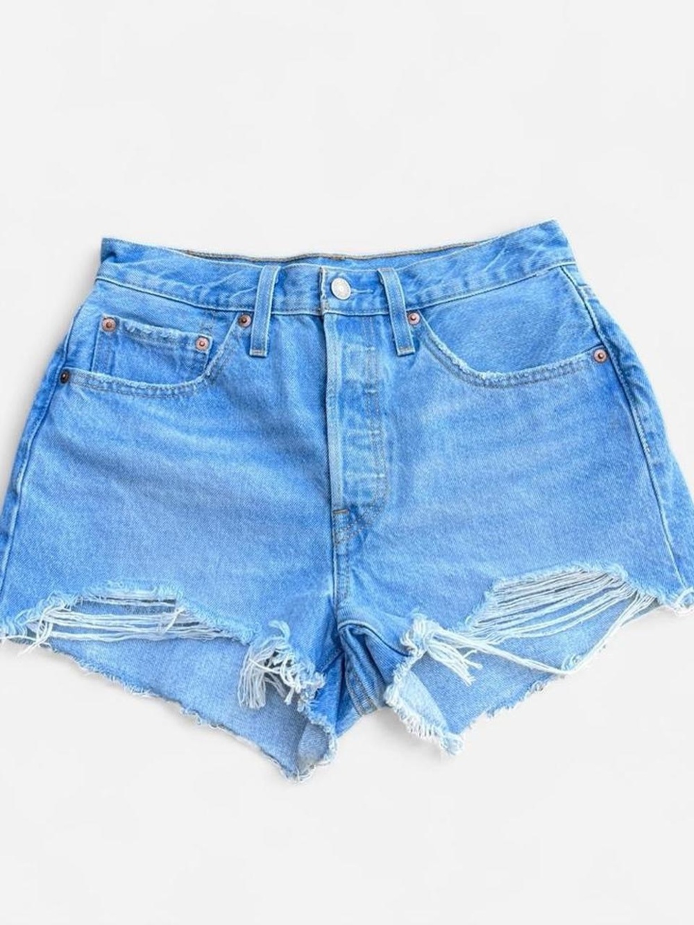 Levi's Light Blue Distressed Denim Shorts